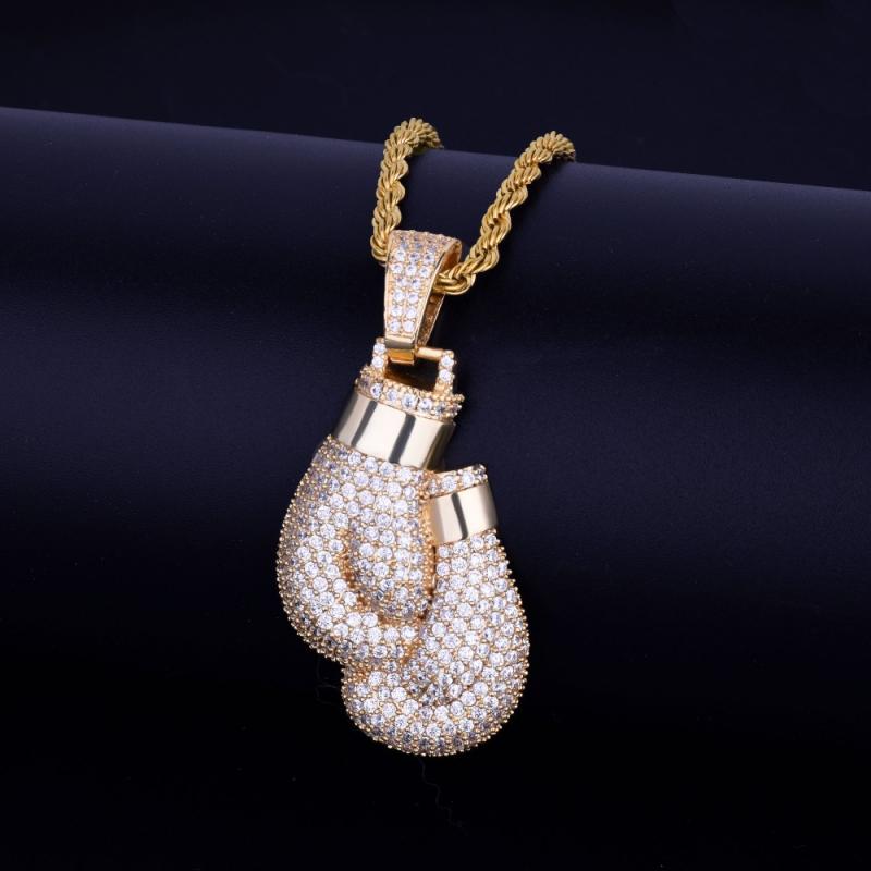 Boxing Glove Set - Hip hop bling gelado zircão cúbico