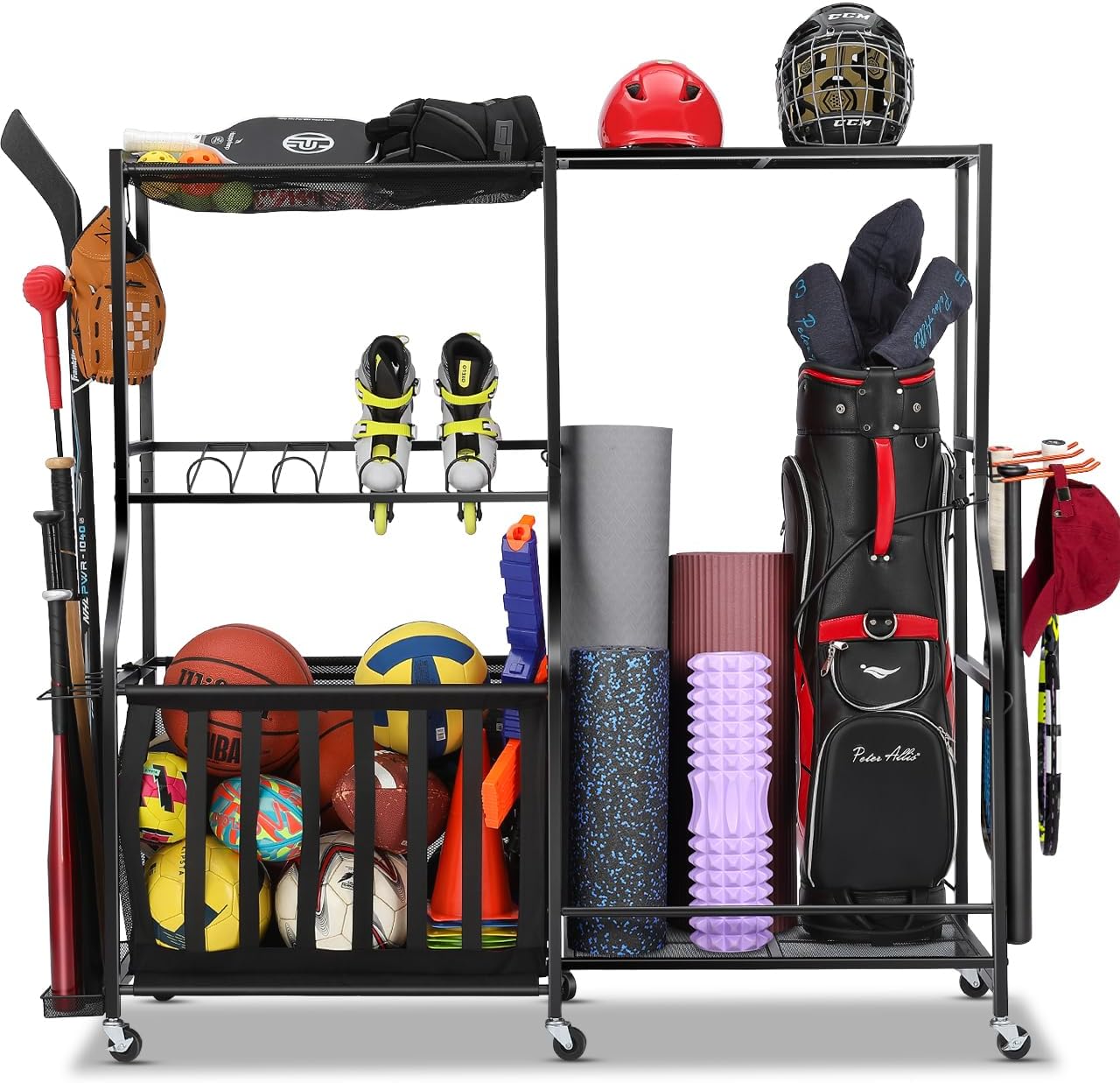 Sports Equipment Bag With Wheels - Organizador de Equipamentos Esportivos para Garagem