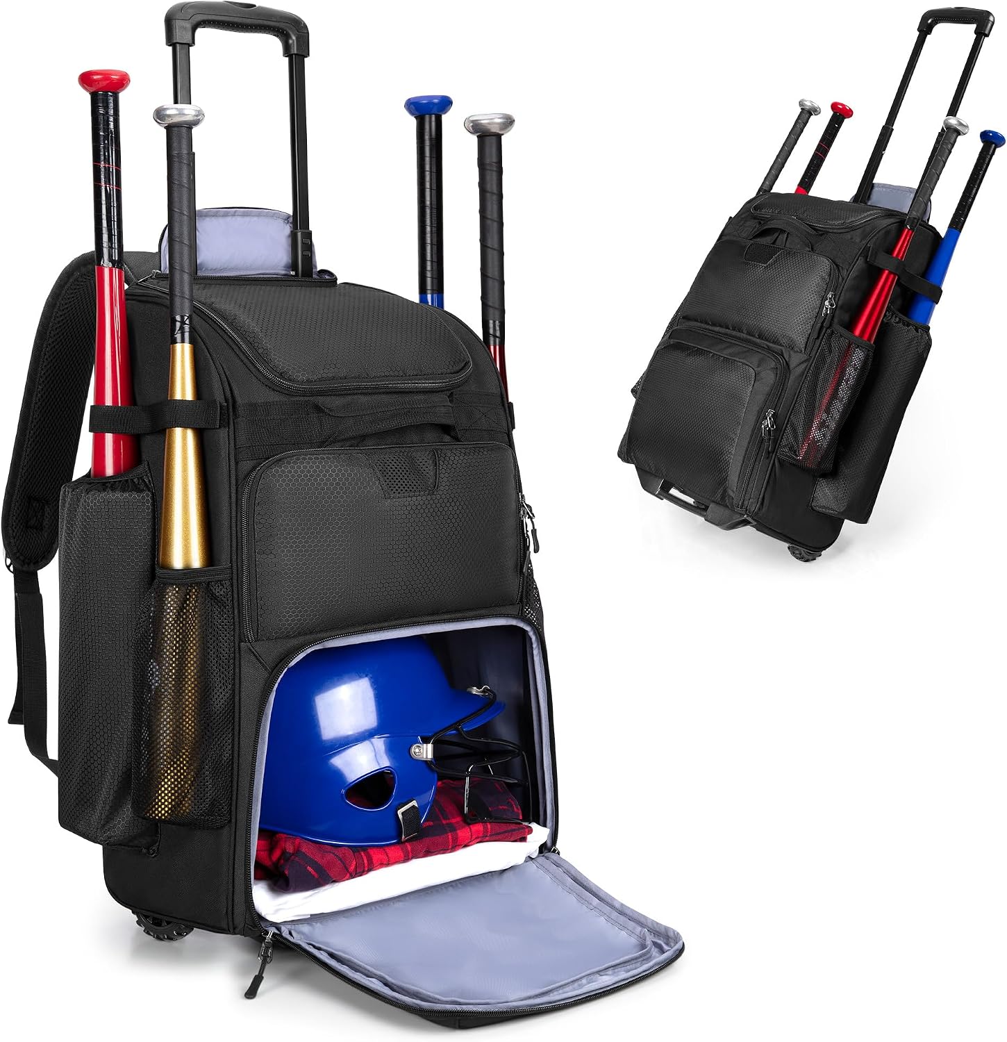 Sports Equipment Bag With Wheels - Mochila de beisebol com rodas, resistente,