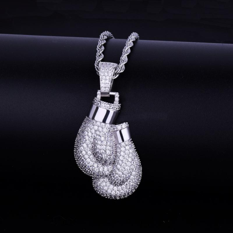 Hip hop bling gelado zircão cú - Boxing Glove Set avaliação e preço