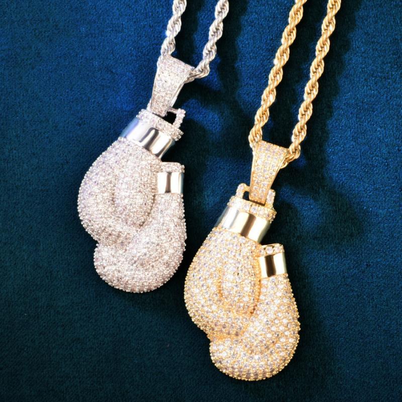 Hip hop bling gelado zircão cú - Boxing Glove Set avaliação e preço
