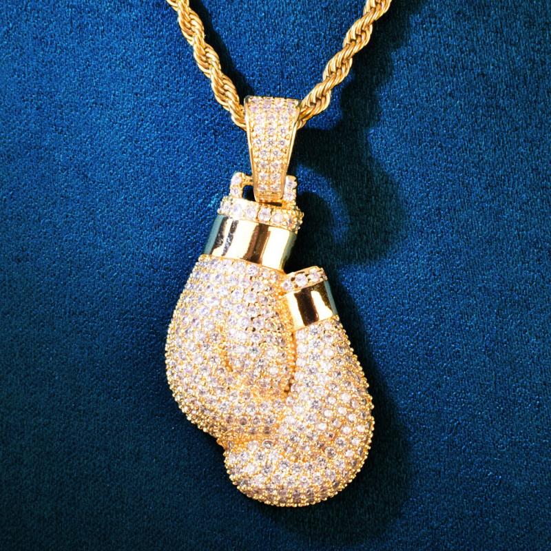 Hip hop bling gelado zircão cú - Boxing Glove Set avaliação e preço