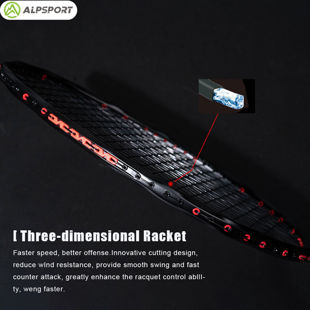 Alpsport MH-V5 5U 75g Ondulado - Badminton Racket Carbon avaliação e preço