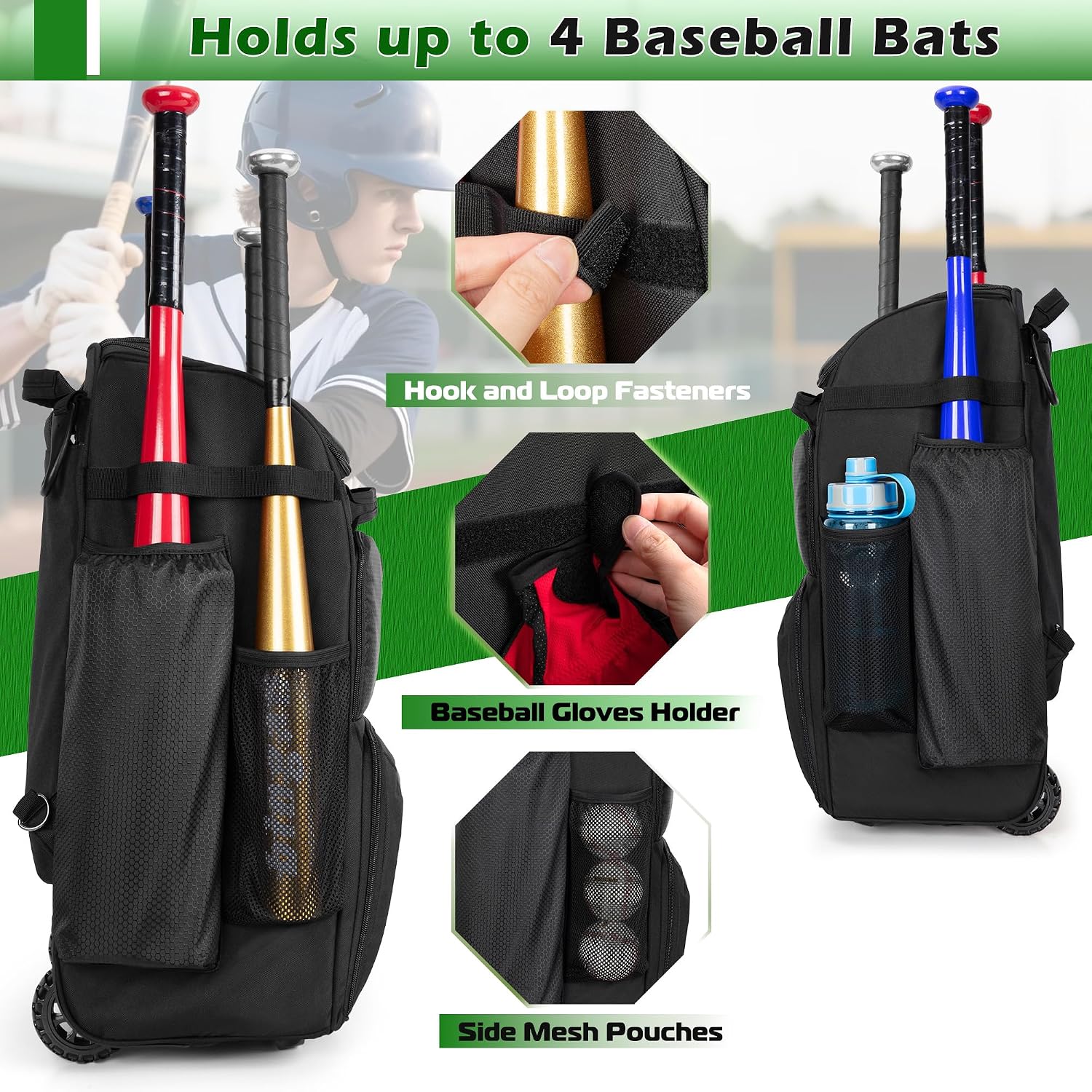 Mochila de beisebol com rodas, - Sports Equipment Bag With Wheels avaliação e preço