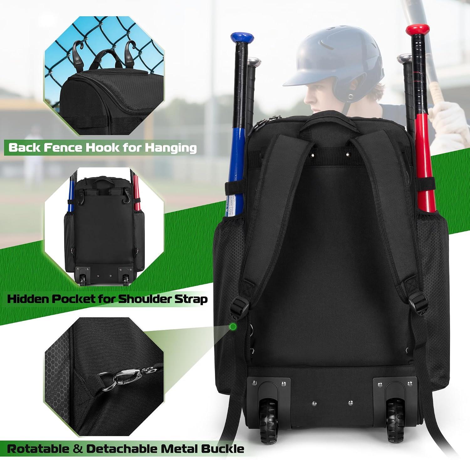 Mochila de beisebol com rodas, - Sports Equipment Bag With Wheels avaliação e preço